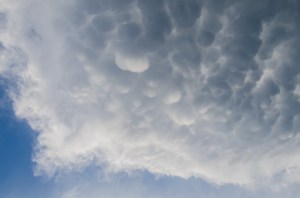 Mammatus clouds on the back end of the 2nd storm as seen from the Millet area